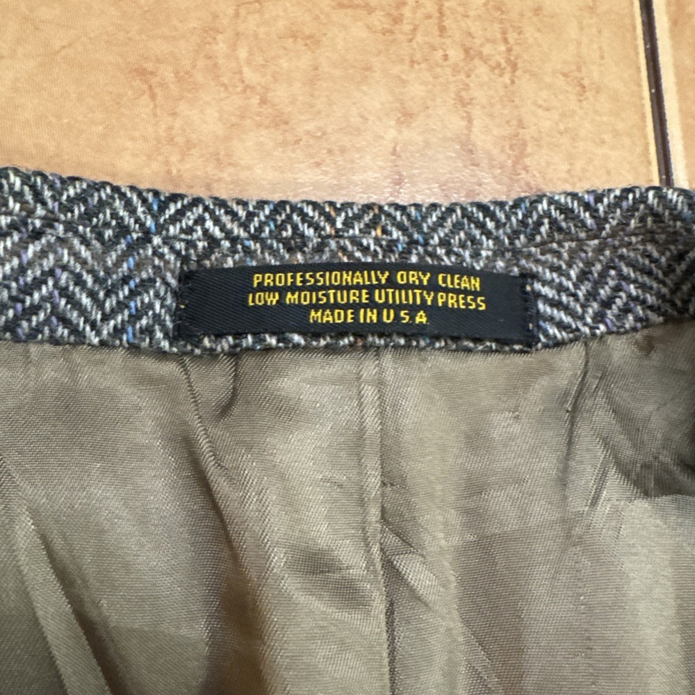 Evan Picone 44L Brown Multi Color Wool Tweed Herringbone Jacket ELBOW PATCHES - Picture 5 of 14
